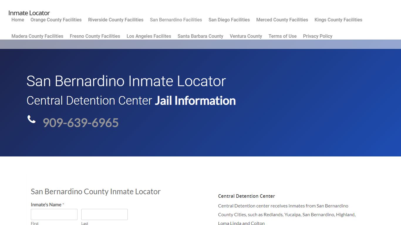 San Bernardino Inmate Locator - Central Detention Center